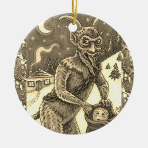 DÉCORATION EN CÉRAMIQUE KRAMPUS & ENFANTS NAUGHTY, HISTOIRE DE NOËL CRAYAN