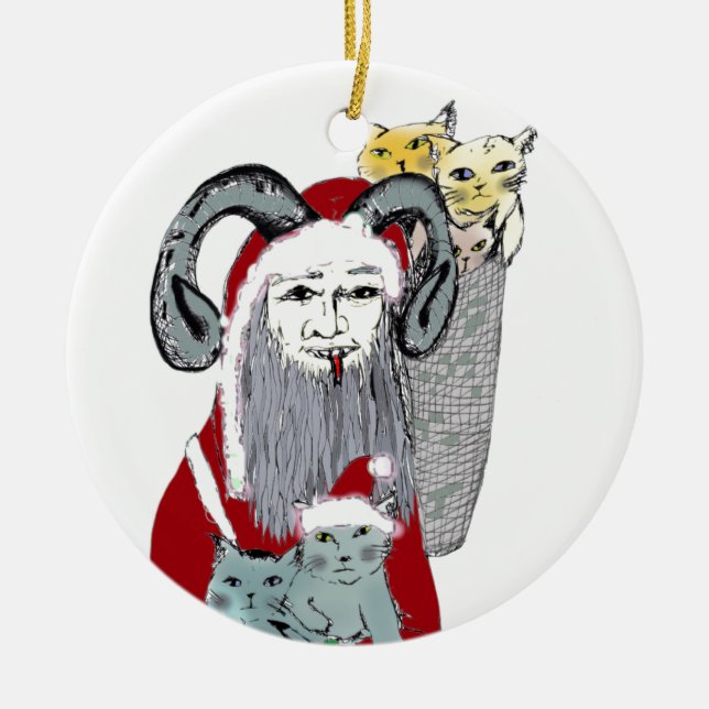 Décoration En Céramique Krampus volant des chatons sur Noël (Devant)