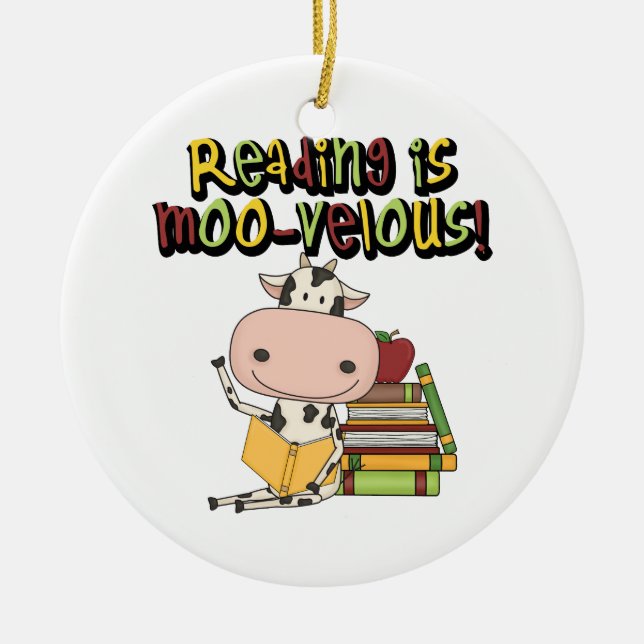 Décoration En Céramique La lecture est Moo-velous (Devant)