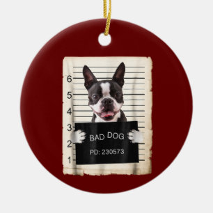 Décoration En Céramique La muqueuse de Boston terrier a tiré sur un mauvai