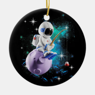 Décoration En Céramique La Pêche Des Astronautes Dans L'Espace Galaxique
