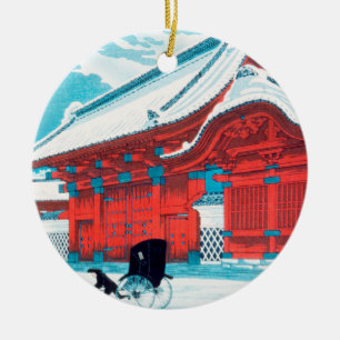Décoration En Céramique La porte rouge de Hongo en neige par Hiroaki Takah