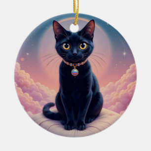 Décoration En Céramique La Reine Du Ciel De Chat Noir
