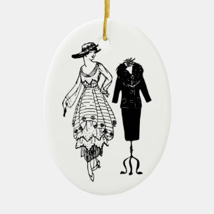 Décoration En Céramique La robe noire et le mannequin de la femme vintage