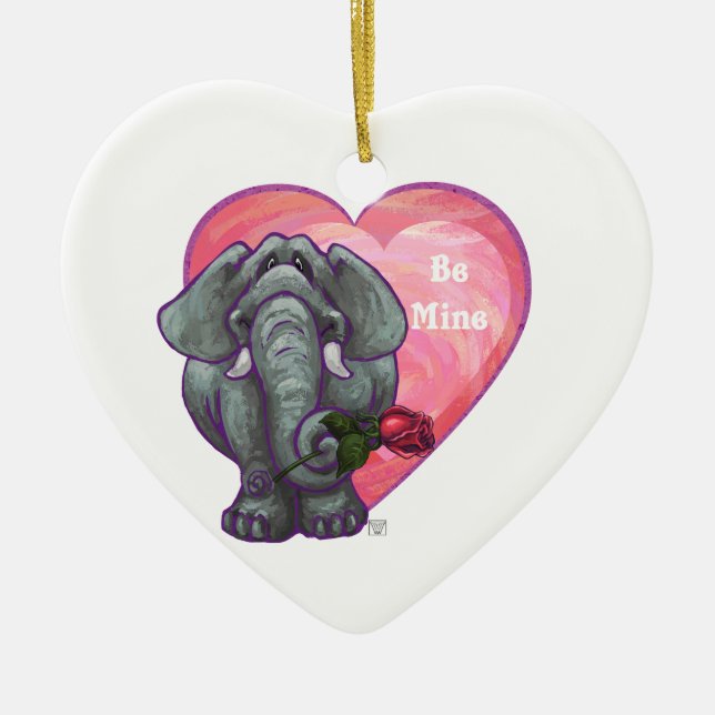 Décoration En Céramique La Saint-Valentin des éléphants (Devant)