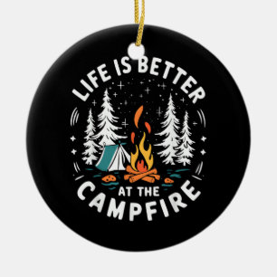 Décoration En Céramique La vie est meilleure au feu de camp drôle de campi