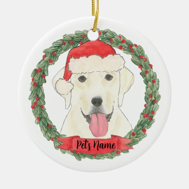 Décoration En Céramique Labrador blanc personnalisé (Devant)
