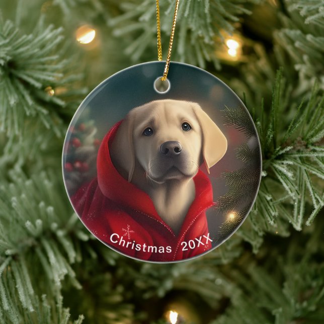 Décoration En Céramique Labrador Christmas Date or Add Pet Photo (Arbre)