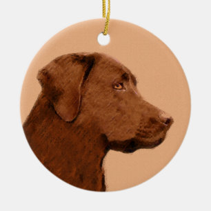 Décoration En Céramique Labrador retriever (chocolat) peignant - art de