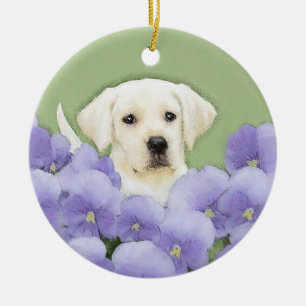 Décoration En Céramique Labrador Retriever Puppy Painting Original Chien A