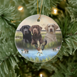 Décoration En Céramique Labrador Retrievers, (Chiens de chasse) 
