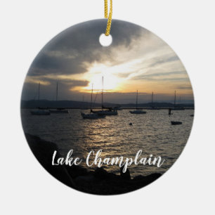 Décoration En Céramique Lac Champlain, Vermont au Sunset Ornament