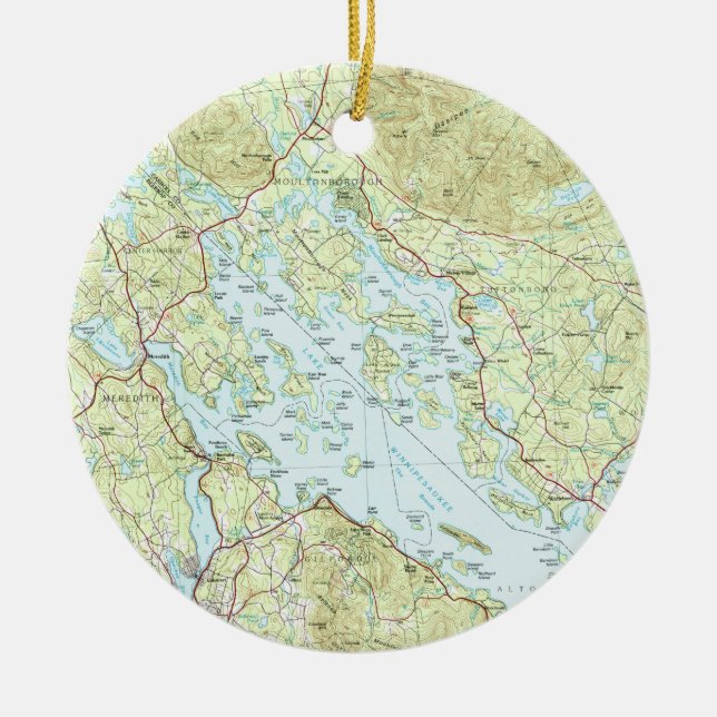 Décoration En Céramique Lac Winnipesaukee Map (1986) (Devant)