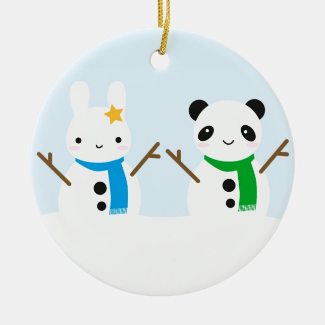 Décoration En Céramique Lapin de neige et panda de neige (Devant)