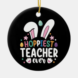 Décoration En Céramique Lapin de Pâques d'école du professeur le plus heur