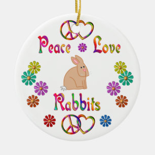 DÉCORATION EN CÉRAMIQUE LAPINS D'AMOUR DE PAIX