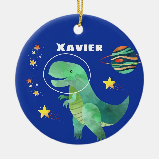 Décoration En Céramique L'astronaute T-Rex Dinosaur Noël (Devant)