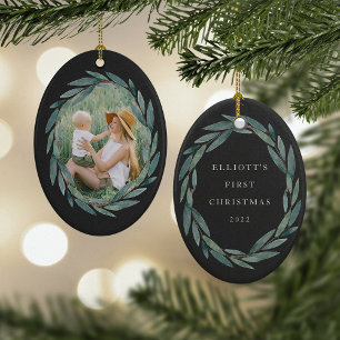 Décoration En Céramique Laurel Wreath Photo et légende Noël
