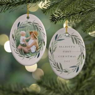 Décoration En Céramique Laurel Wreath Photo et légende Noël