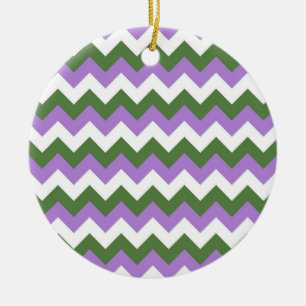 Décoration En Céramique Lavande, vert et blanc Chevron Zigzag