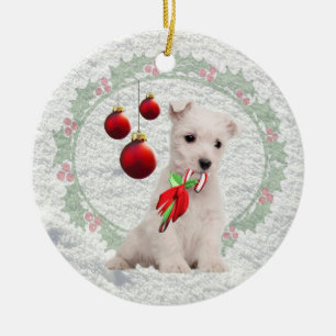 Décoration En Céramique Le chiot de Westie étreint et embrasse des