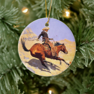 Décoration En Céramique Le Cowboy (par Frederic Remington)