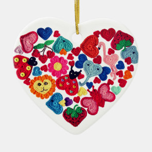Décoration En Céramique Le crochet Appliques l'ornement de coeur