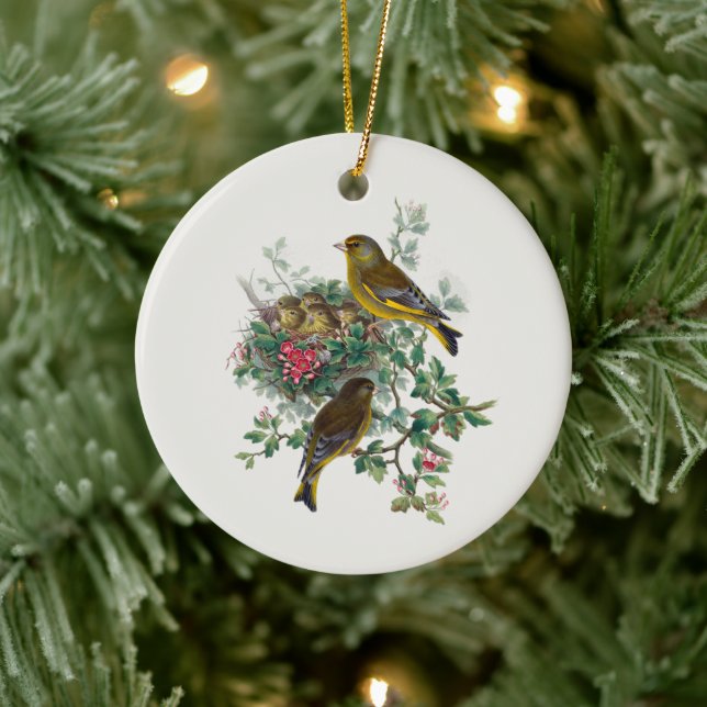 Décoration En Céramique Le greenfinch européen, Tree (Arbre)