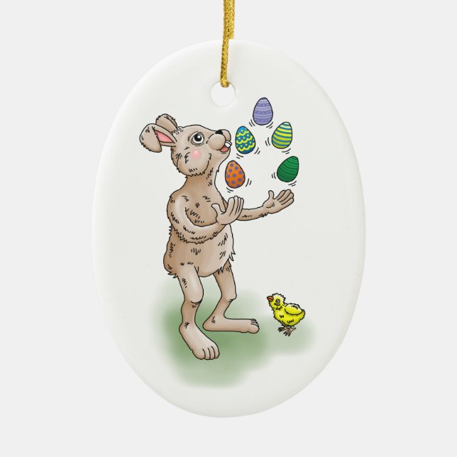 Décoration En Céramique Le lapin de Pâques jongle avec les oeufs de Pâques (Devant)