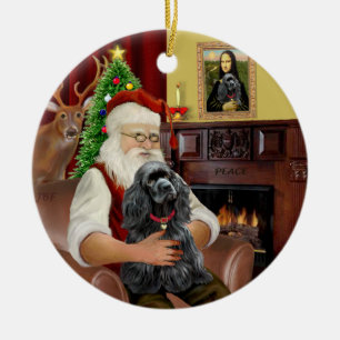 Décoration En Céramique Le Père Noël - Cocker (noir)
