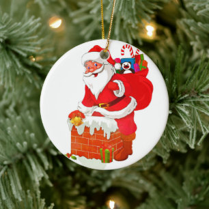Décoration En Céramique Le Père Noël sur le dessin du toit
