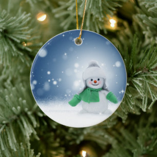 Décoration En Céramique Le personnage de bonhomme de neige de Noël adorabl