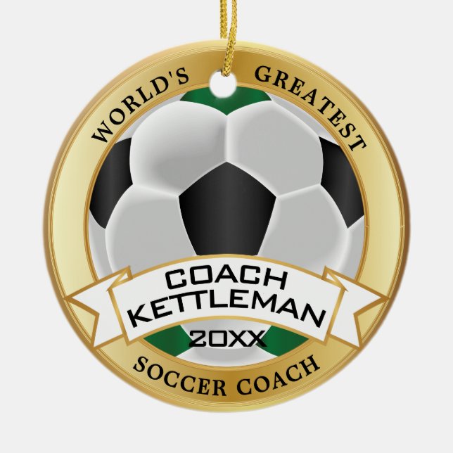 Décoration En Céramique Le plus grand entraîneur de football du monde vert (Devant)