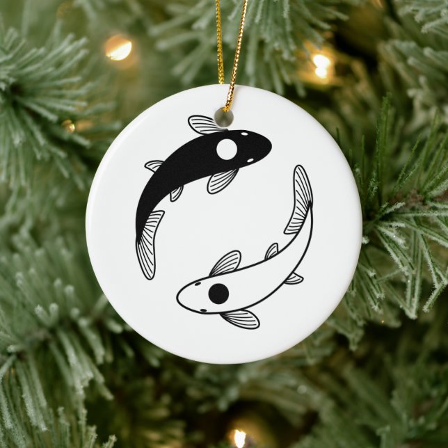 Décoration En Céramique Le poisson Yin Yang Koi (Arbre)