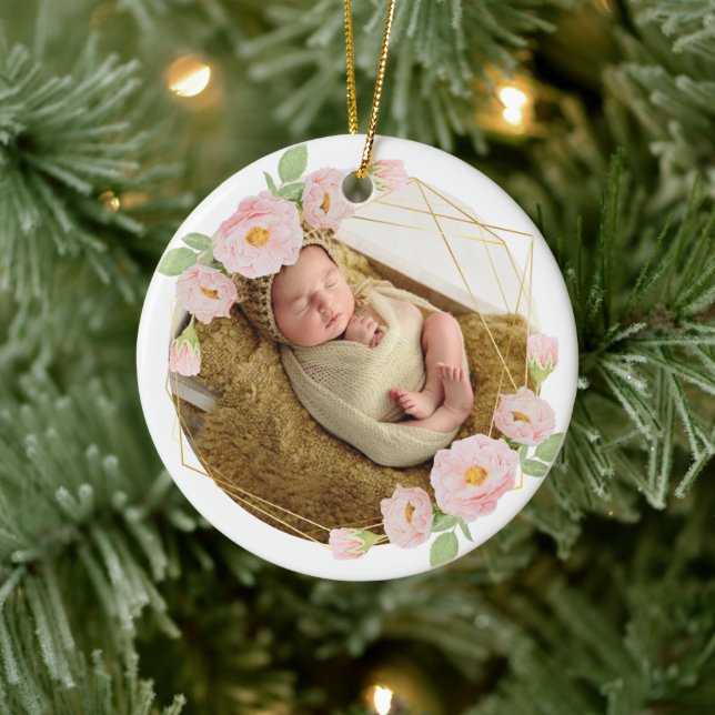 Décoration En Céramique Le premier cadre de fleurs de Noël pour bébé perso (Arbre)