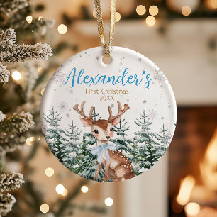 Décoration En Céramique Le premier Noël de bébé, Renne de la forêt