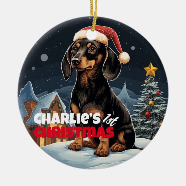 Décoration En Céramique Le premier Noël de Dachshund (Devant)