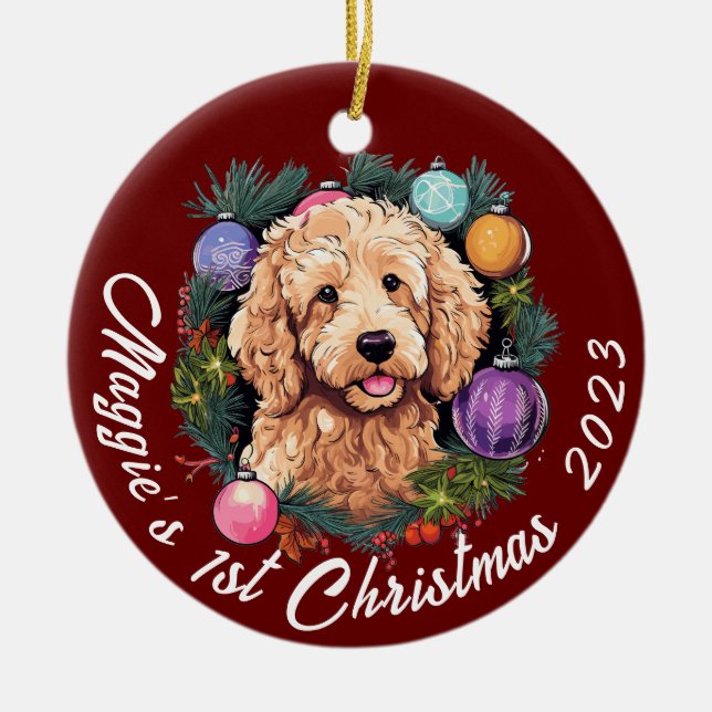 Décoration En Céramique Le premier Noël de Goldendoodle (Devant)
