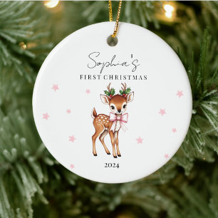 Décoration En Céramique Le renne d'enfant personnalisé Premier Noël