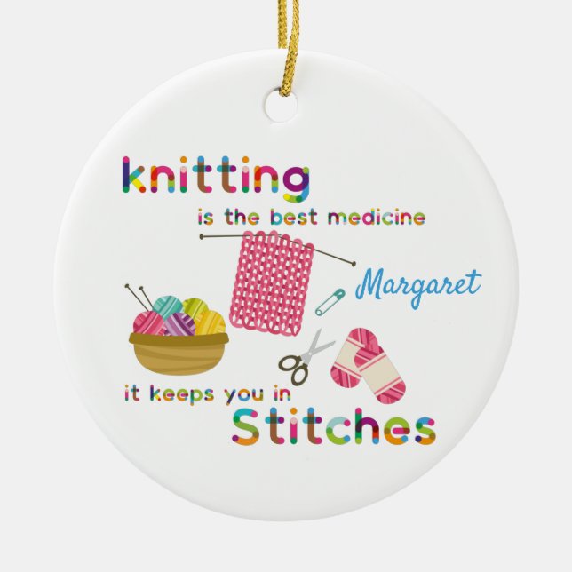 Décoration En Céramique Le tricot Est Le Meilleur Médicament (Devant)