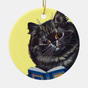 Décoration En Céramique Lecture d'un livre par un chat, Louis Wain