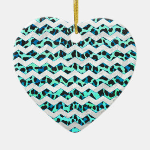 Décoration En Céramique Léopard noir et Turquoise