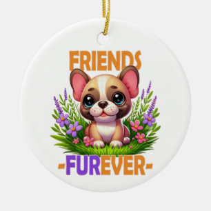 Décoration En Céramique Les amis Furever jeu de mots. Chien de chiot de Bu