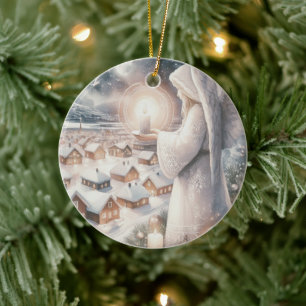 Décoration En Céramique Les anges veillent sur vous Noël style nordique 