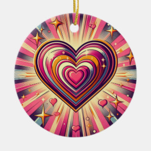 Décoration En Céramique les années 70 coeur pop art/Valentines