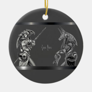 Décoration En Céramique Les dieux égyptiens en gris