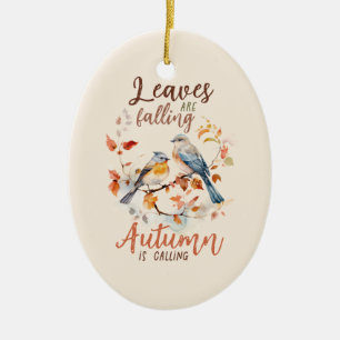 Décoration En Céramique Les feuilles Chutent - Les Oiseaux D'Automne Et Le