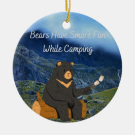Décoration En Céramique Les ours s'amusent plus en Camping sur un
