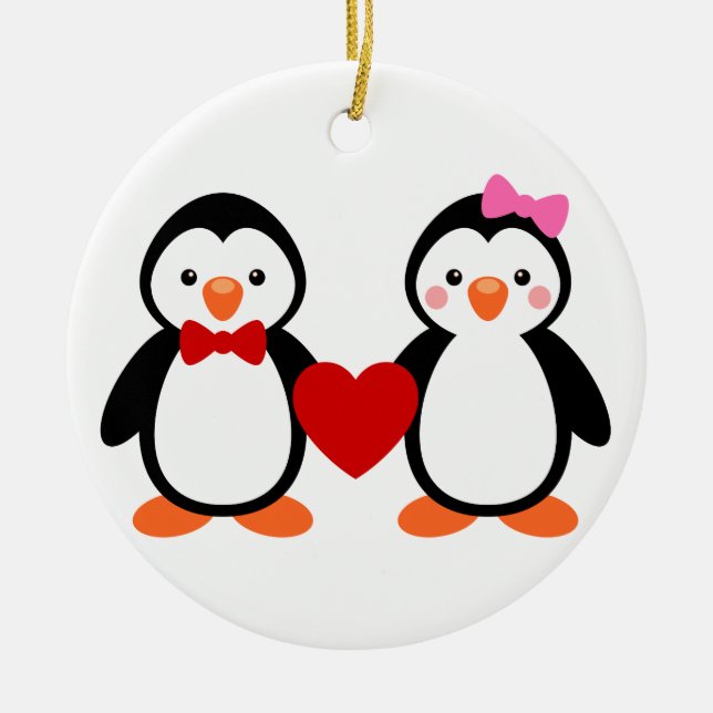 Décoration En Céramique Les pingouins amoureux (Devant)