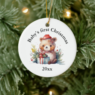 Décoration En Céramique Les premiers cadeaux d’ours de Noël personnalisés 